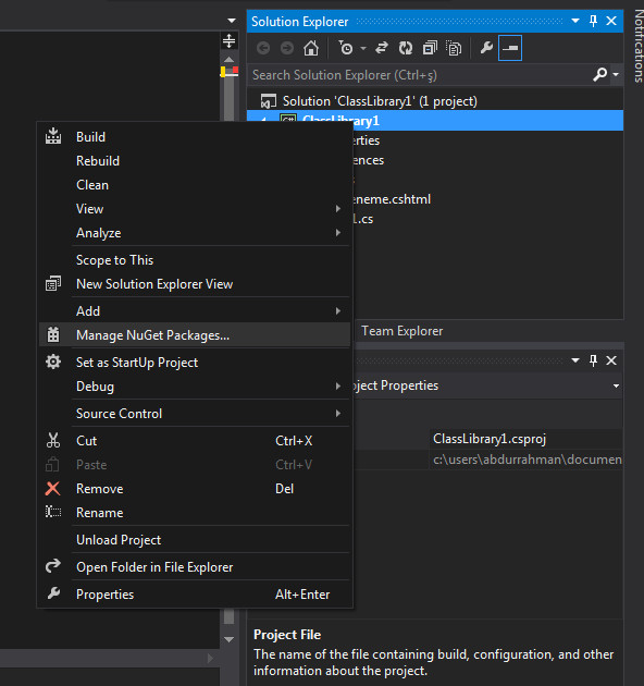 Manage nuget packages