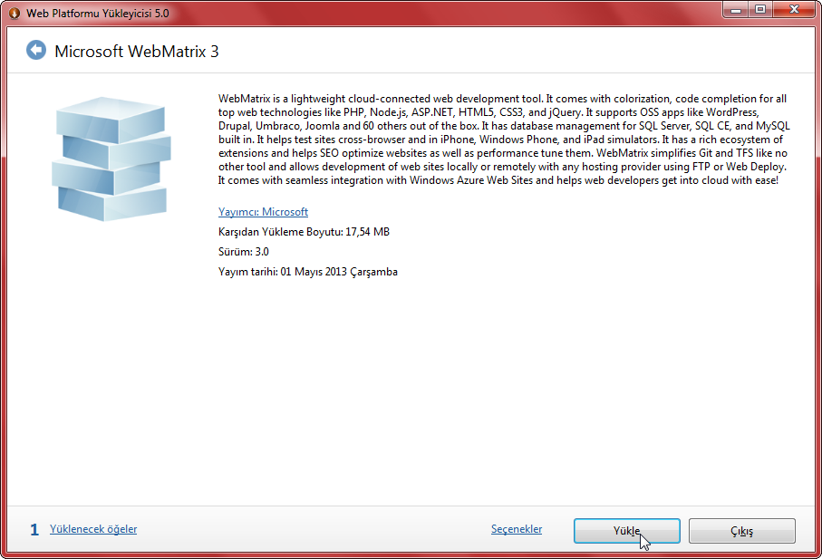 Web matrix yükleme ekranı