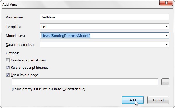 GetNews View ayarları