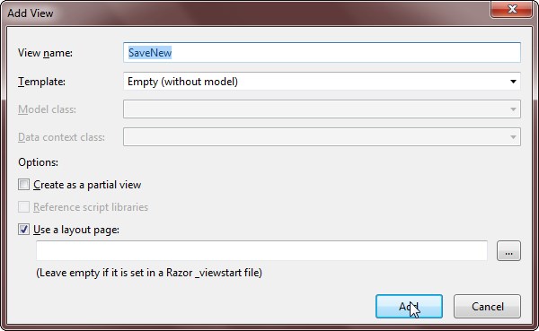 SaveNew View ayarları
